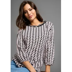 Druckbluse LAURA SCOTT, Damen, Gr. 40, rosa (schwarz, weiß, rosa), Web, Obermaterial: 100% Viskose, gemustert, feminin, Blusen, mit Grafik-Design - NEUE KOLLEKTION