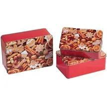 KESPER 89460 Weihnachtsgebäckdosen 3er Set, braun, 22 x 9 x 16 cm