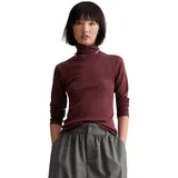 Marc O'Polo DENIM "aus softem Ripp-Jersey", Damen, Gr. S, schwarz maroon, Obermaterial: 96% Baumwolle, 4% Elasthan, unifarben, slim fit, normaler Saum, Shirts Langarmshirt