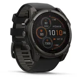 Garmin fenix 8 Solar 51 mm Graphit/Titan Carbongrau Silikon-Armband 26 mm