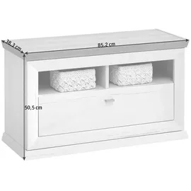 Hom ́in Camron 85,2 x 50,5 x 38,5 cm grau/weiß mit 1 Schublade