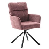 MCA Furniture MCA UTICA 4 Fuß Stuhl mit Armlehnen Stahl/Stoffbezug 180° drehbar - Himbeer / Schwarz
