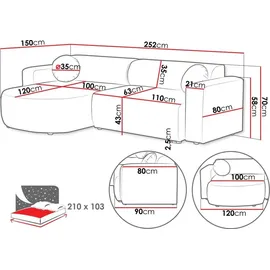 Mirjan24 Ecksofa Nicelo, Wohnzimmer L-Form mit Bettkasten und Schlaffunktion, Dekorative Kissen-Set, Seite universal (Farbe: Velo 635) - Grau
