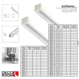 deco-raum Gardinenschiene Maß 1-Lauf Square 60cm