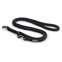 LIONTO Hundeleine, 3-fach verstellbare Multifunktionsleine aus Nylon, reflektierend 200 cm, mit 2 Edelstahlkarabinern, schwarz
