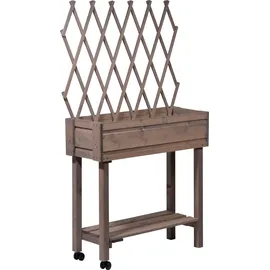 Dobar rollbares Hochbeet mit Rankgitter 79 x 28,5 x 130 cm Grau