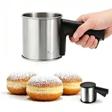Puderzuckerstreuer mit Deckel & Griff, Mehlsieb Edelstahl mit Einhand Kurbel, Puderzuckermühle Fein für 300g Mehl, Puderzucker, Staubzuckermühle Staubzuckerstreuer Mehlstreuer für Backen & Dekoration