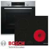 Bosch 3D Heißluft Herdset + Glaskeramik Kochfeld 60cm