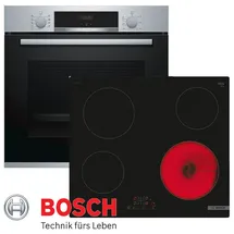 Bosch 3D Heißluft Herdset + Glaskeramik Kochfeld 60cm