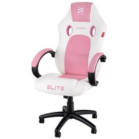 Elite Gaming-Stuhl EXODUS, Memory-Schaum, extra hohe Rückenlehne, Wippmechanik, Armpolster, MG100 (Weiß/Pink)