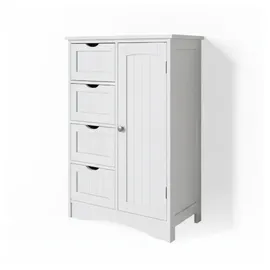 Vicco Bianco Badschrank 55 x 81 cm Weiß MDF/Metall/Massivholz
