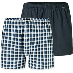 Webboxer SCHIESSER "Web-Boxershorts 2er Pack", Herren, Gr. 3XL, blau (dunkelblau), Obermaterial: 100% Baumwolle CO., Unterhosen