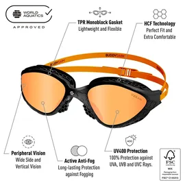 Buddyswim Ozean Schwimmbrille Schwarz-Orange/Orange One Size