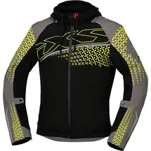 IXS Rapid-STX 1.0 wasserdichte Motorrad Textiljacke, schwarz-grau-gelb, Größe 4XL für Männer
