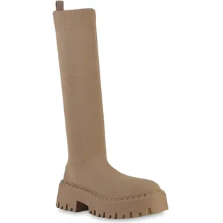 VAN HILL Damen Plateaustiefel in Khaki,