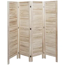 Paravent MCW-G30, Trennwand Sichtschutz Raumteiler, Shabby-Look 170x162cm ~ hellbraun