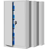 Jan 3er Set Aktenschrank C001 Stahlschrank Werkzeugschrank Lagerschrank Universalschrank Pulverbeschichtung Flügeltüren 185 cm x 90 cm x 40 cm grau/grau