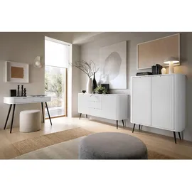 Deine Möbel 24 Kommode 168 x 87 x 39 cm Weiß/Schwarz/Beige/Gold