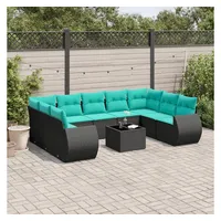 vidaXL Gartensofa-Set 10-tlg. Loungesofa schwarz