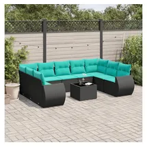 vidaXL Gartensofa-Set 10-tlg. Loungesofa schwarz