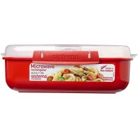 sistema® Mikrowellendose rechteckig rot 7,8 cm 1,25 l