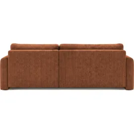 WFL GROUP Ecksofa Cora mit Schlaffunktion & Stauraum, Universell Rechts/Links, Orange Kupfer Cord Chenille 260/82/160 cm