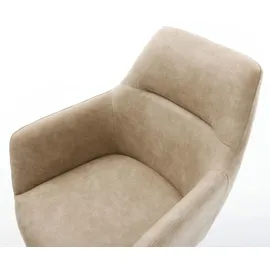 DeLife Esszimmerstuhl Pejo-Flex Mikrofaser Beige Vintage Holzgestell kantig Natur Taschenfederkern, Esszimmerstühle