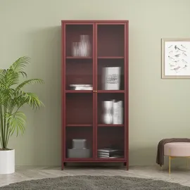 [en.casa] Vitrine Säkylä 180 x 80 x 35 cm Bordeauxrot