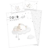 Baby Best Babybettwäsche »Sleeping little bear«, mit niedlichem Motiv und liebevollem Schriftzug, weiß