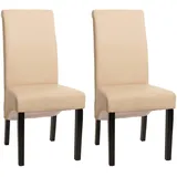 2er-Set Esszimmerstuhl Küchenstuhl Stuhl M37 - Leder, creme, dunkle Füße