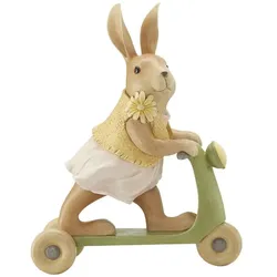 Deko Hase auf Roller , mehrfarbig , Polyresin (Kunstharz) , Maße (cm): B: 15,5 H: 20 T: 7