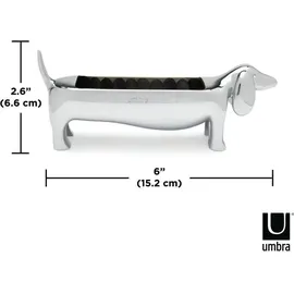 Umbra Dachsie Ringhalter, Moderner Ringhalter in Form eines Dackels für 9 Ringe, Chrom