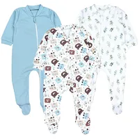 TupTam Unisex Schlafstrampler 3er Pack Baumwolle mit Reißverschluss, Farbe: