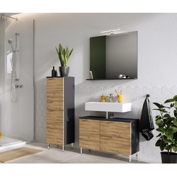 Tchibo - Spiegel mit Beleuchtung - 76x15x75cm - grau - Holz / Glas