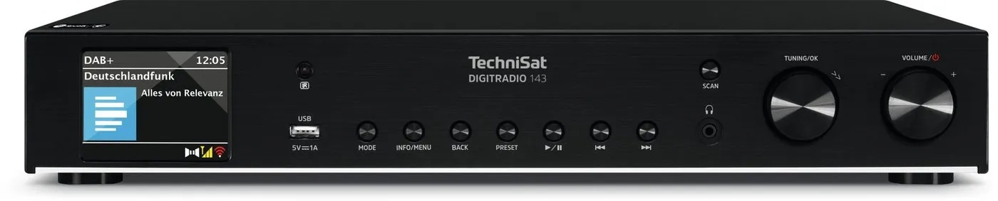 TechniSat DIGITRADIO 143 (HiFi-Tuner, DAB+/Internetradio-Adapter) Internet-Radio (DAB+, Internetradio, UKW, WLAN, Farbdisplay, App-Steuerung, Fernbedienung, Bluetooth)