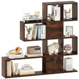 KOMFOTTEU Bücherregal Leiterregal, mit 10 offenen Trennwänden braun