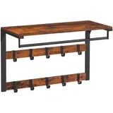BOXXX Wandgarderobe Vasagle, Braun, Schwarz, Metall, Holzwerkstoff, Vintage, 65x42x30 cm Hutablage, Kleiderstange, Garderobe, Garderobenleisten , Garderobenhaken