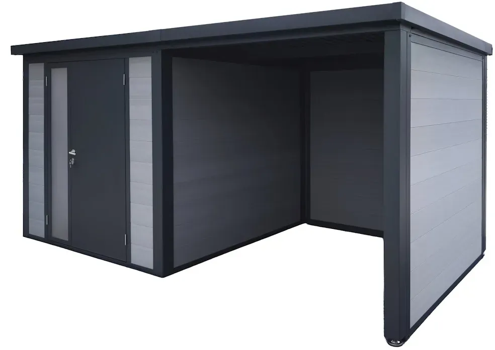 Wolff Finnhaus WPC Gartenhaus Juna - 19 mm 290 x 290 cm + B 290 cm Anbaudach (Juna 5829)