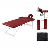 vidaXL Massagetisch mit Aluminiumrahmen Klappbar 2 Zonen Rot