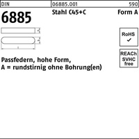  Passfeder DIN 6885 Form A rundstirnig/o.Bohrung A 36x20x125 Stahl