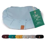 #DoYourYoga Yoga Bolster Zafu Halbmondkissen Ganesh, 100% Baumwolle Bio Bioweizenschalenfüllung 45x30x14 Yoga Meditation blau 22 cm x 68 cm x 22 cm
