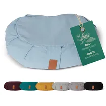 #DoYourYoga Yoga Bolster Zafu Halbmondkissen Ganesh, 100% Baumwolle Bio Bioweizenschalenfüllung 45x30x14 Yoga Meditation blau 22 cm x 68 cm x 22 cm