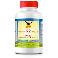 Get UP® Vitamin D3 3000 IE + Vitamin K2 200 μg MK7 | 100 Kapseln | Kombi-Kapseln D3+K2 | vegan & hoch dosiert