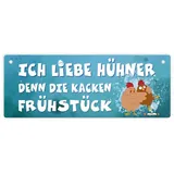 speecheese Ich liebe Hühner, denn die kacken Frühstück Metallschild lustiges Metallschild als Dekoration in der Küche für einen Liebhaber von Eierspeisen