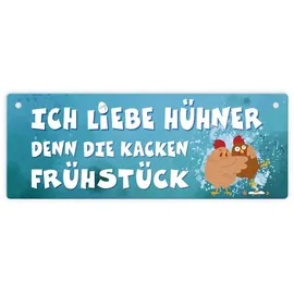 speecheese Ich liebe Hühner, denn die kacken Frühstück Metallschild lustiges Metallschild als Dekoration in der Küche für einen Liebhaber von Eierspeisen