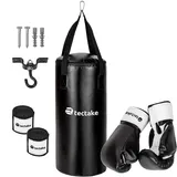 Tectake tectake® Boxsack-Set, gefüllt, hängend, 26 x 56 cm, inklusive 6 oz Boxhandschuhe und Bandagen