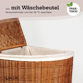 lycce Eckwäschetruhe - 75 L oder 125 L - aus Weide Eckkorb mit Deckel