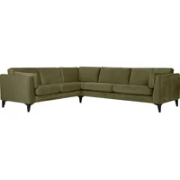 Ecksofa FURNINOVA "Avignon" Sofas Gr. B/H/T: 237cm x 78cm x 283cm, Velours, langer Schenkel rechts, ohne Bettfunktion, grün (seagrass) inklusive 2 Armlehnkissen, im skandinavischen Design