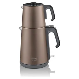 Arzum AR3080 Teebecher Teemaschine, Edelstahl, Wasserkocher 1,8l Braun