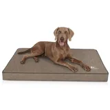 Knuffelwuff orthopädische Hundematte Palomino aus Laser-gestepptem Kunstleder XXXL 135 x 90cm Stone - rutschfeste Unterboden - leicht zu reinigen - für große, mittelgroße und kleine Hunde